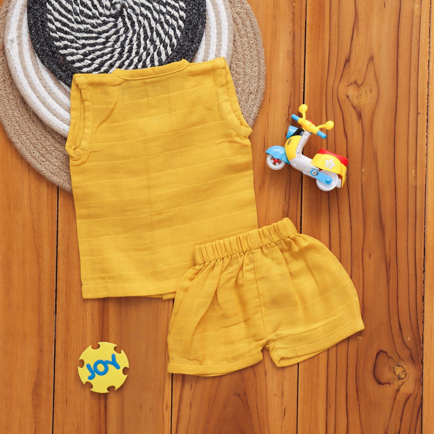 Stylish Solid Colored Baby Jabla with Shorts - Comfort and Chic