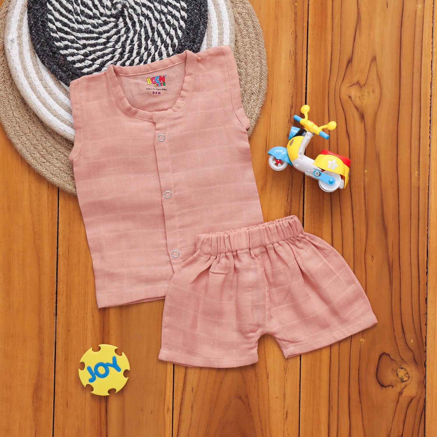 Peach Bliss Baby Outfit – Muslin Jabla and Shorts Boon Babies