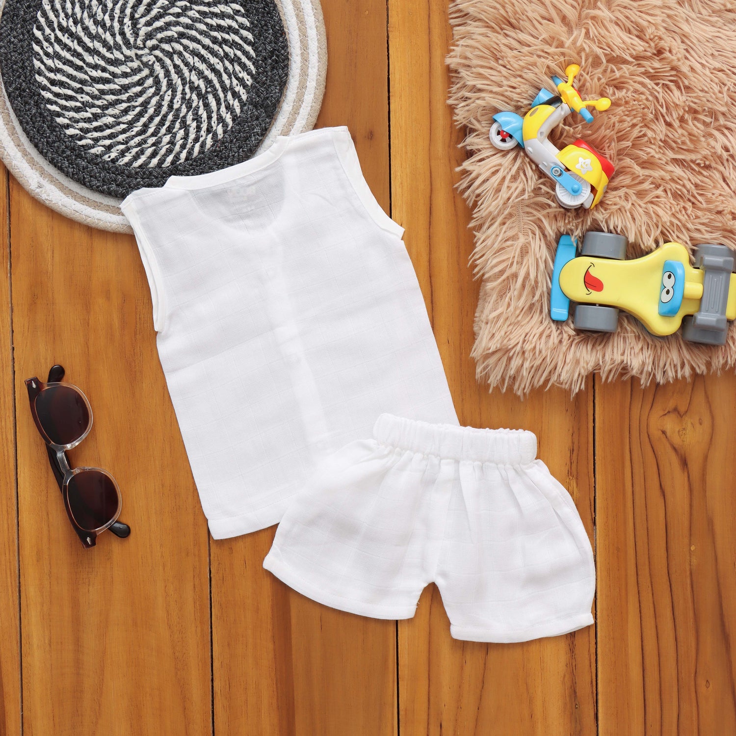 Adorable White Baby Jabla with Matching Shorts Boon Babies