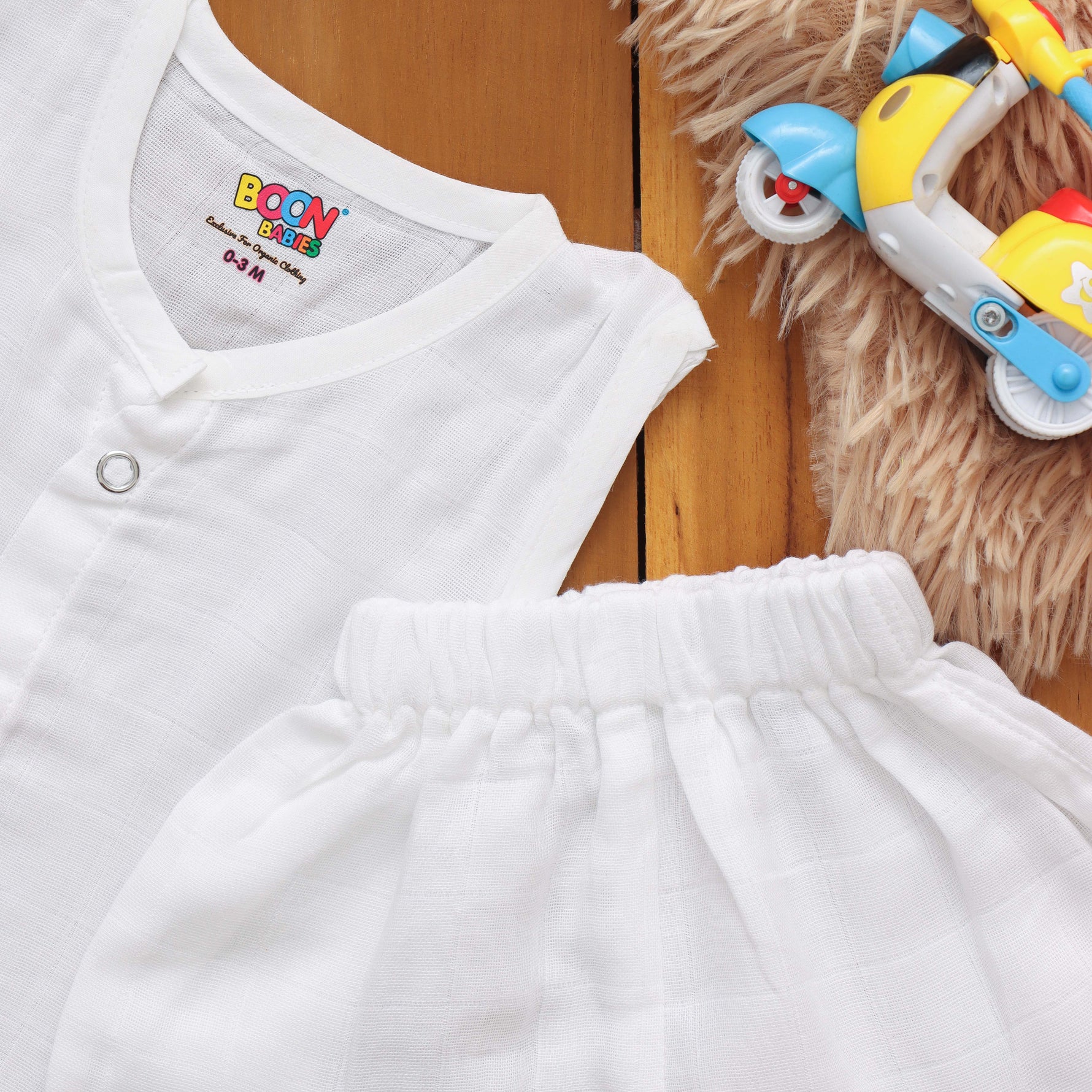 Adorable White Baby Jabla with Matching Shorts Boon Babies