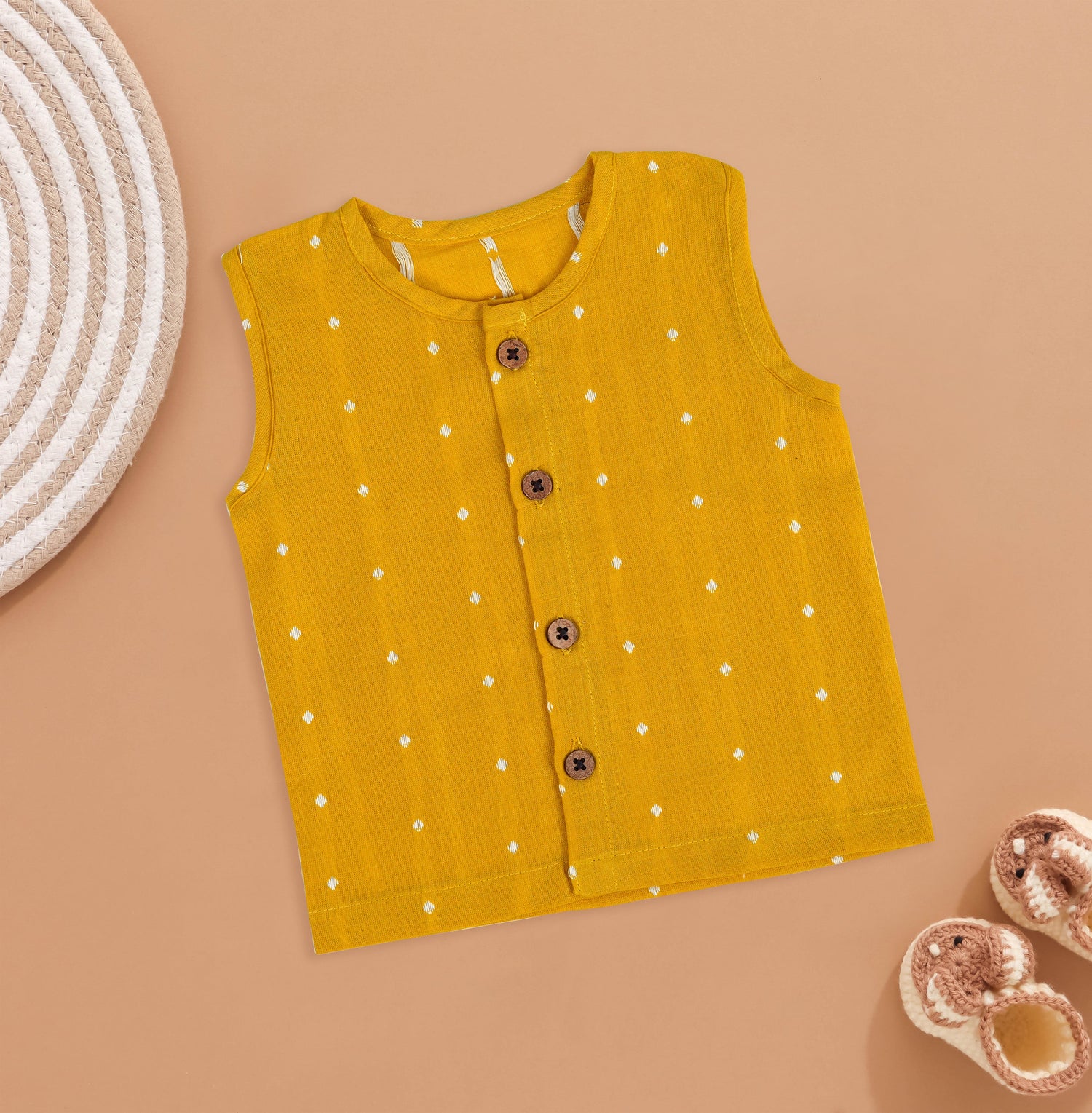 Yellow Polka Pattern Sleeveless Vest - Style Meets Comfort