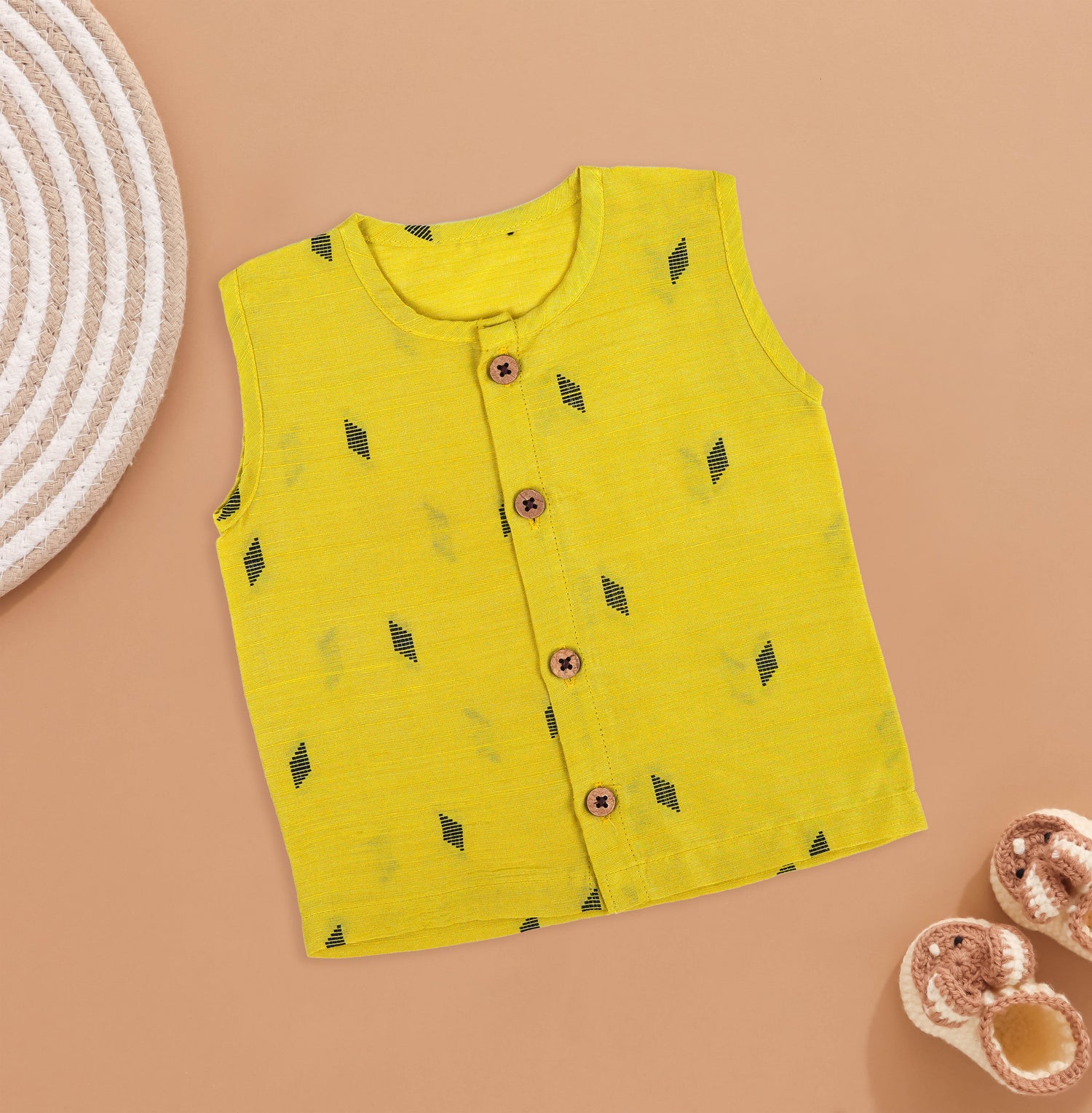 Sunshine Yellow Printed Vest for Boys - A Wardrobe Essential