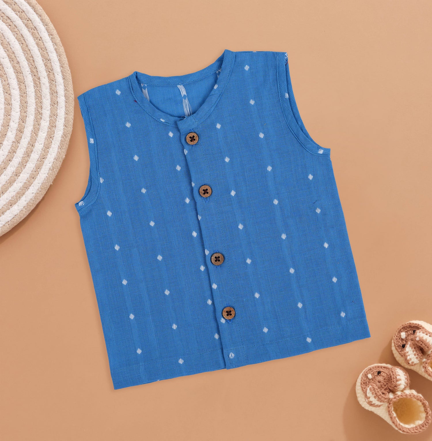 Blue Polka Dotted Cotton Jabla - Comfortable and Stylish Babywear