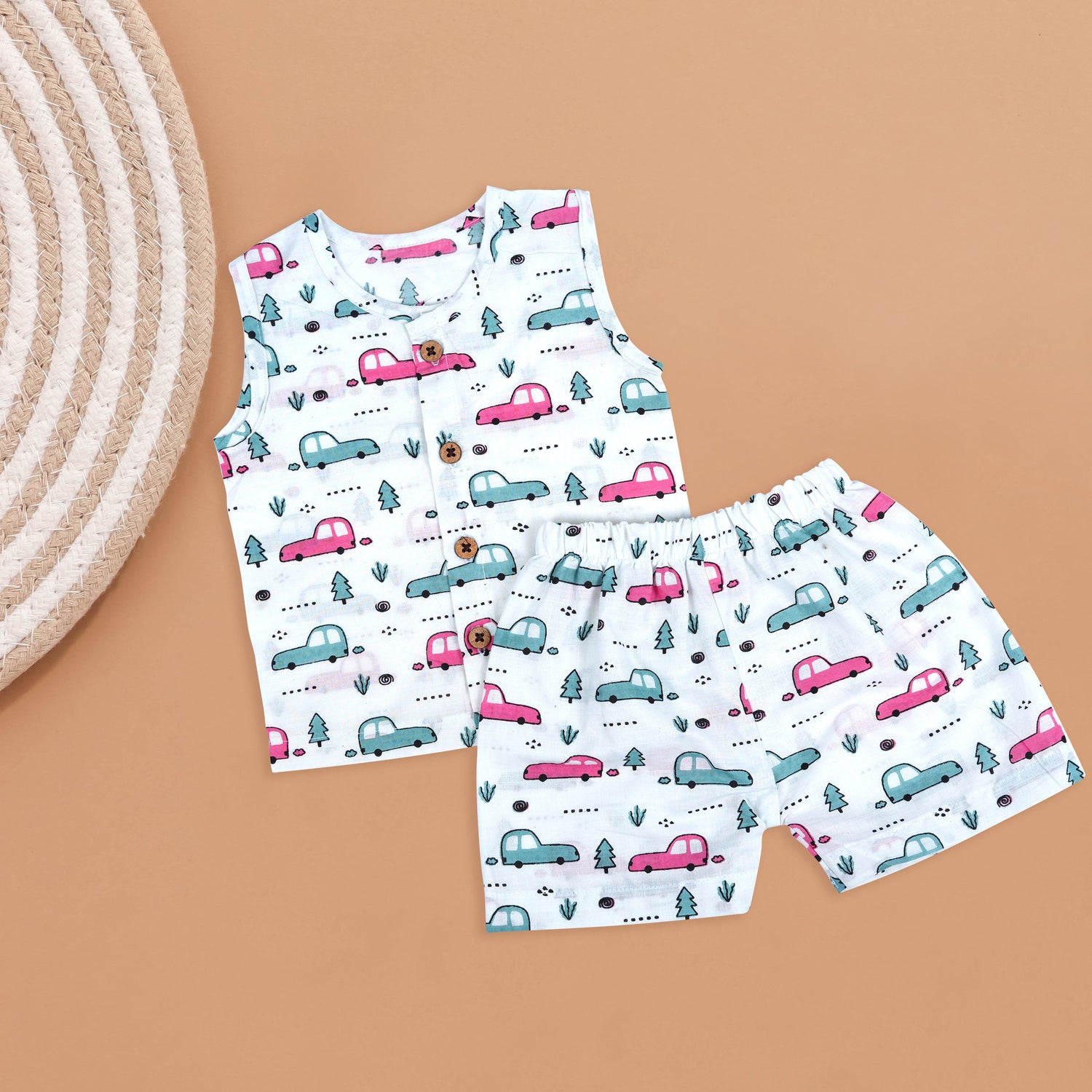 Adventurous Car Print Baby Jabla with Shorts – Cotton Delight