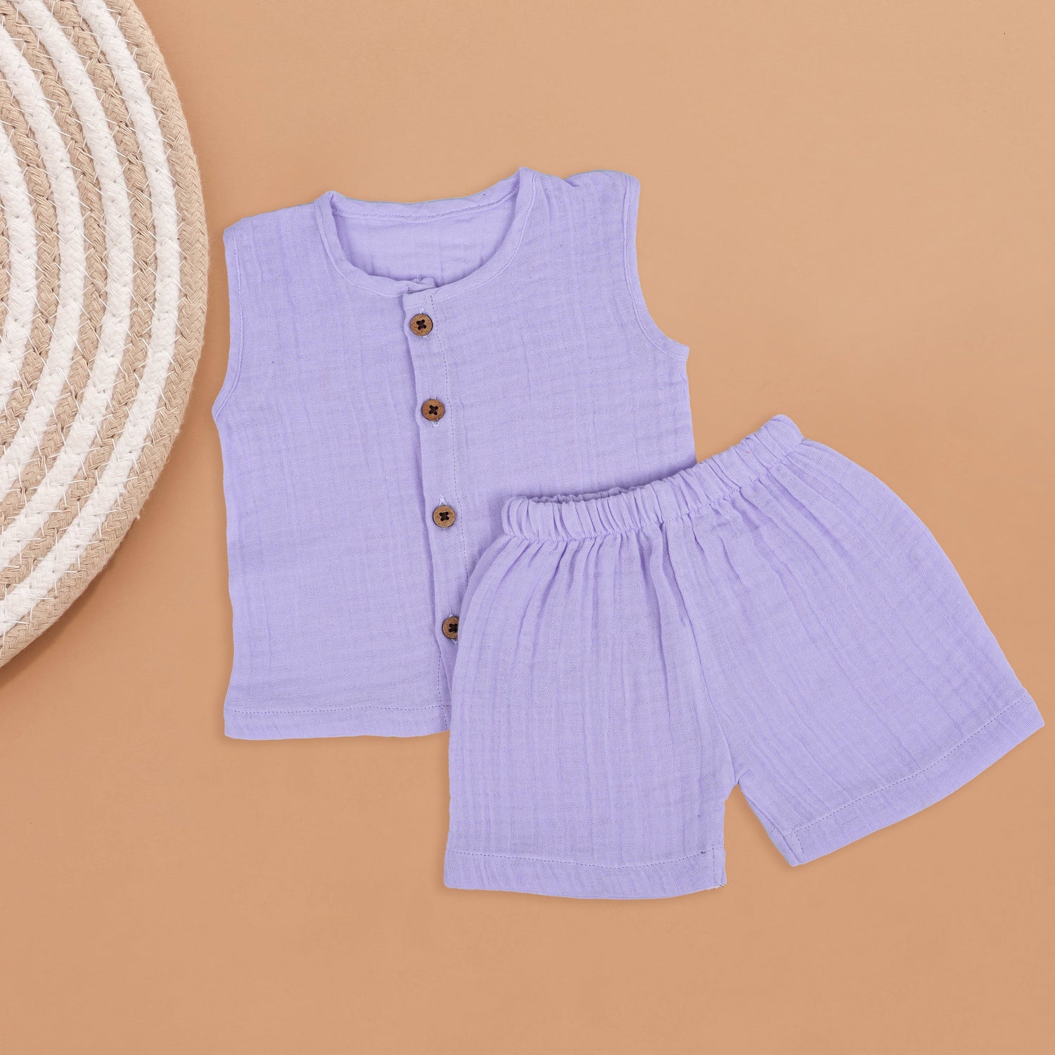 Charming Lavender Muslin Jabla with Shorts – Gentle Elegance Boon Babies