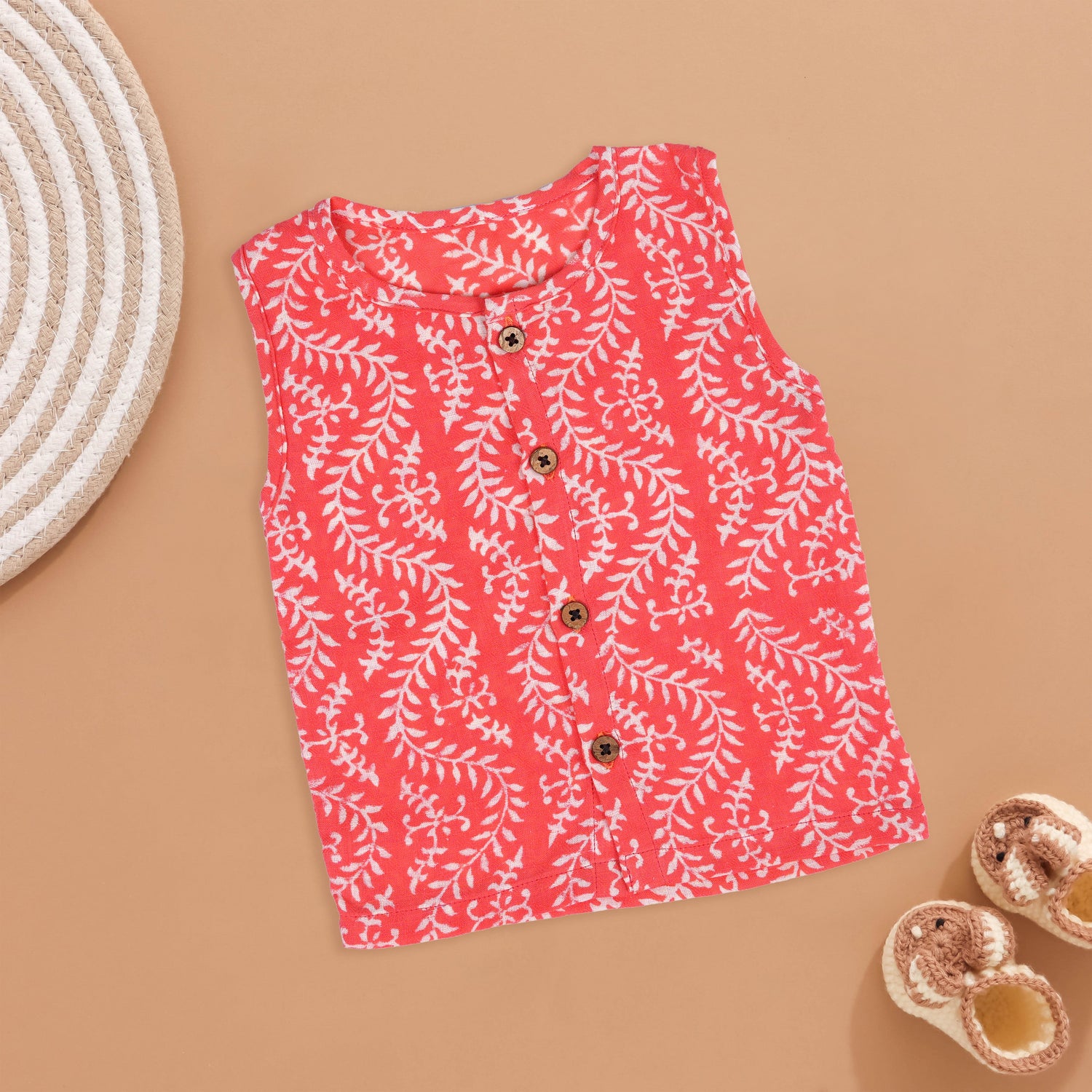 Coral Red Jabla - Vibrant and Breezy Style