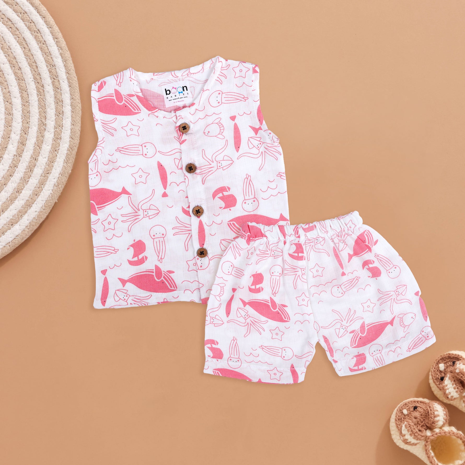 Underwater Friends Muslin Jabla & Shorts Set for Babies Boon Babies