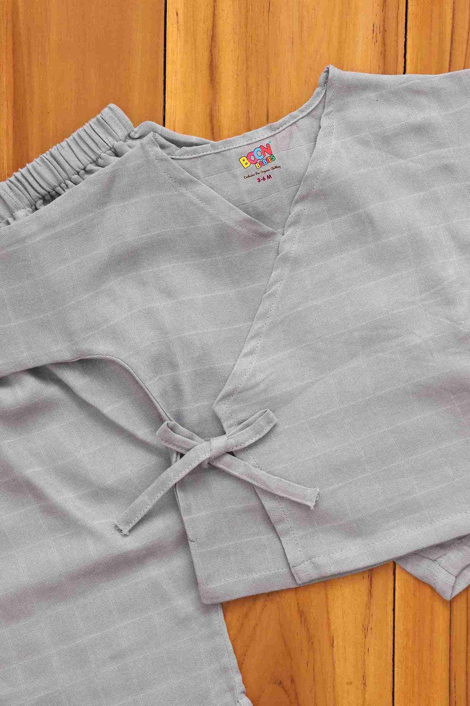 Radiant Solid Colored Muslin Kimono with Pants for Babies - Everyday Elegance