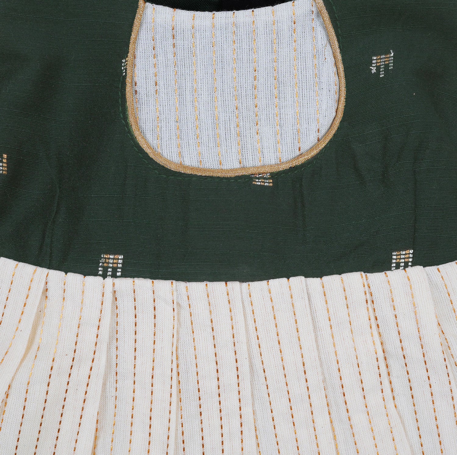 Bottle Green Silk Puff Paa Neck Frock for Baby Girls