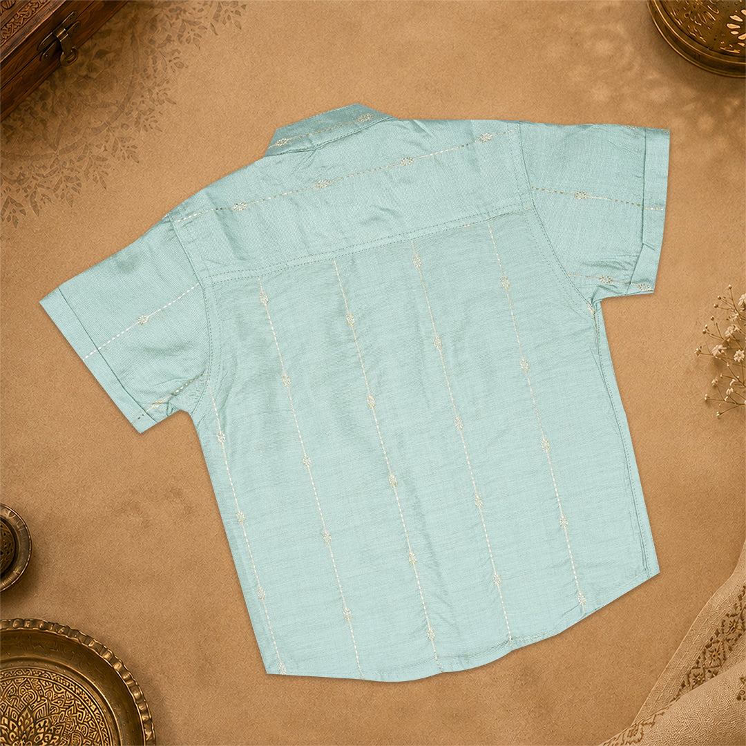 Boys Premium Cotton Mandarin Collar Shirt – Mint Green | Boon Babies