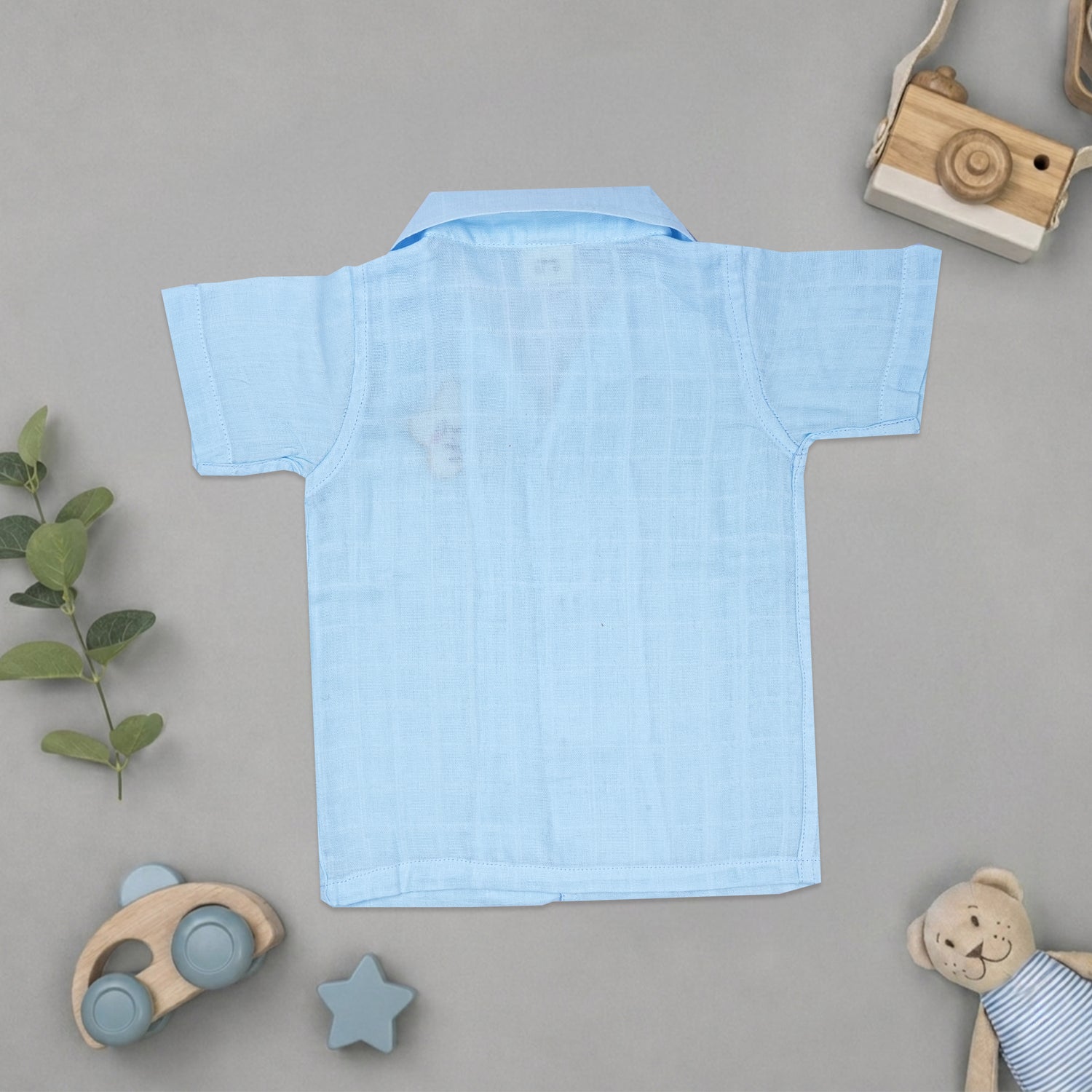 Boys Muslin Open Collar Embroidered Casual Shirt | Star