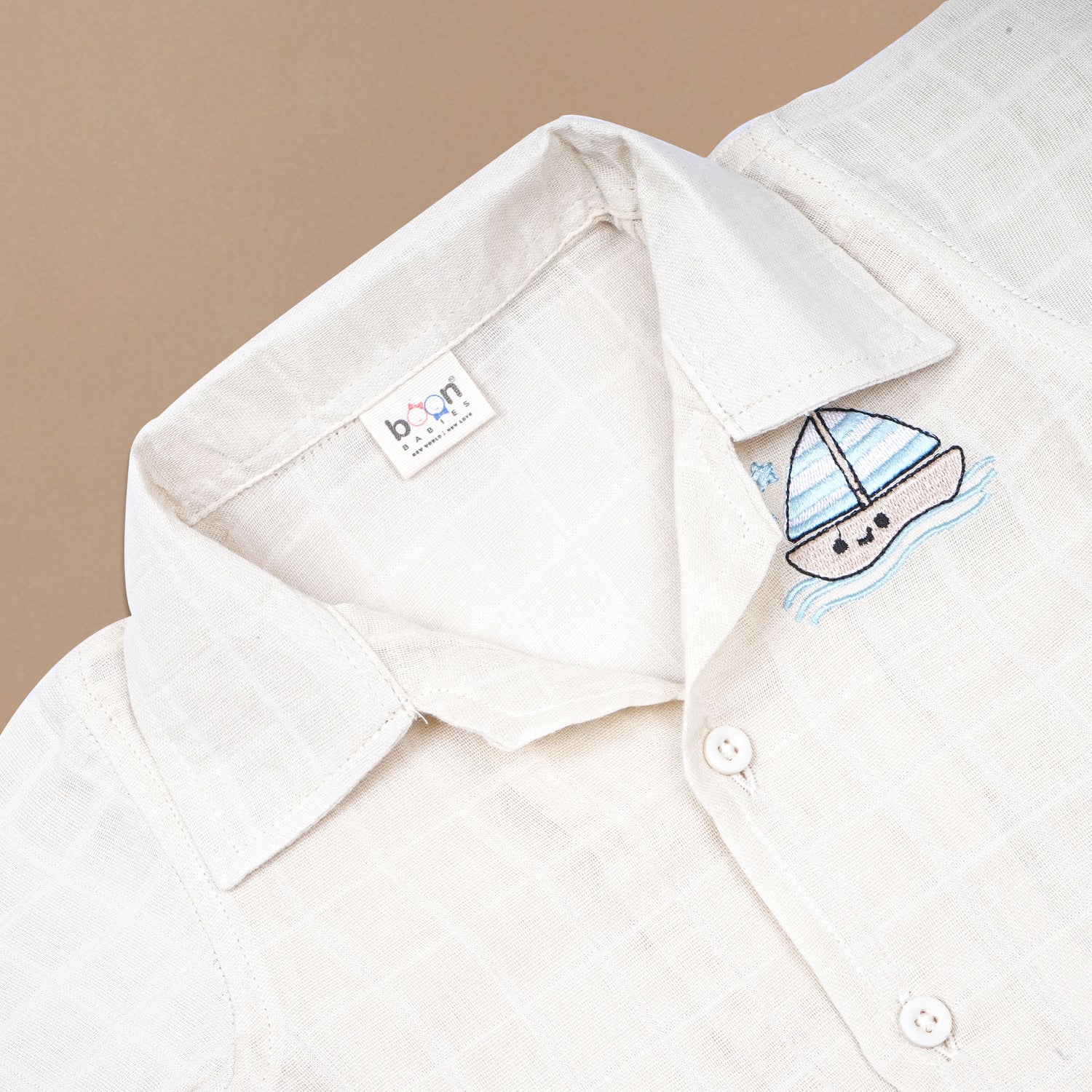 Boys Muslin Open Collar Embroidered Casual Shirt |Ship
