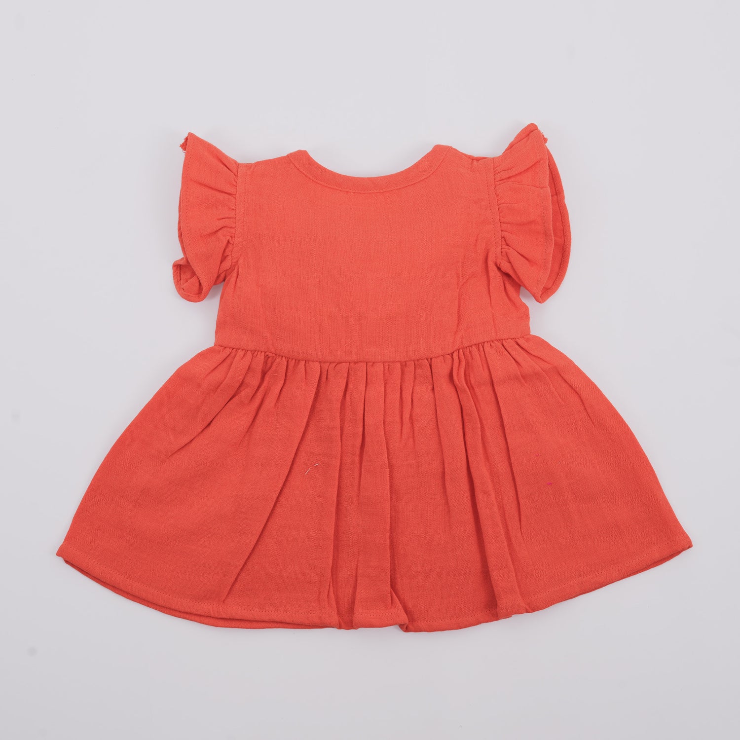 Crinkled Muslin Frill Frock for Baby Girls – Red