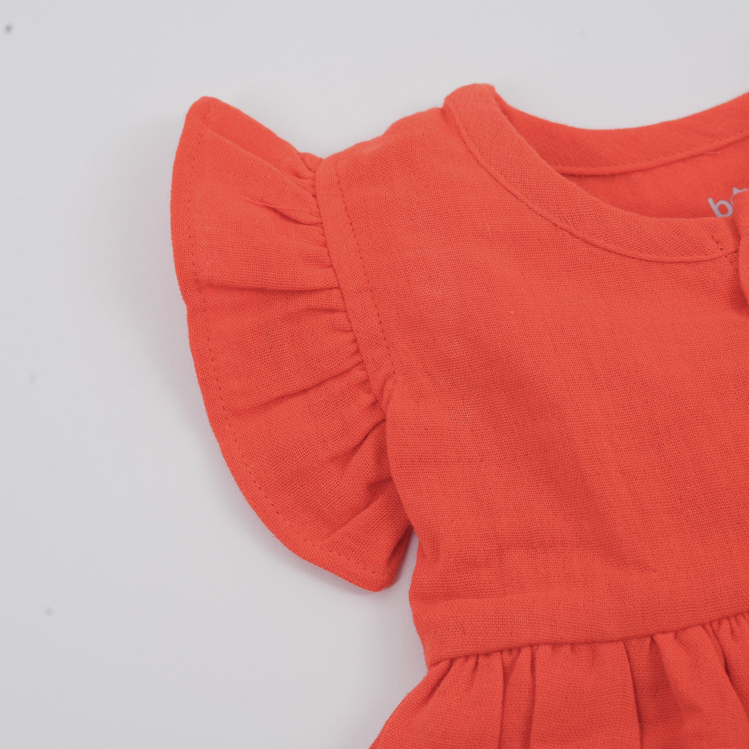 Crinkled Muslin Frill Frock for Baby Girls – Red