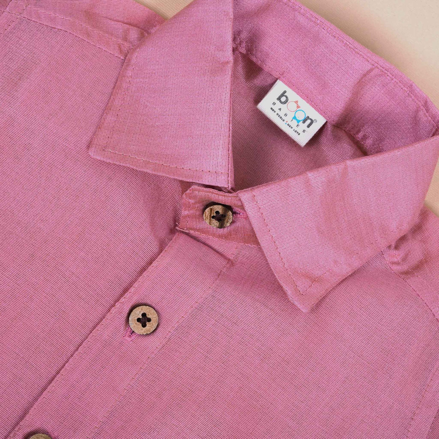 Festive Pink Silk Shirt and Golden Border Pattu Dhoti Set for Boys