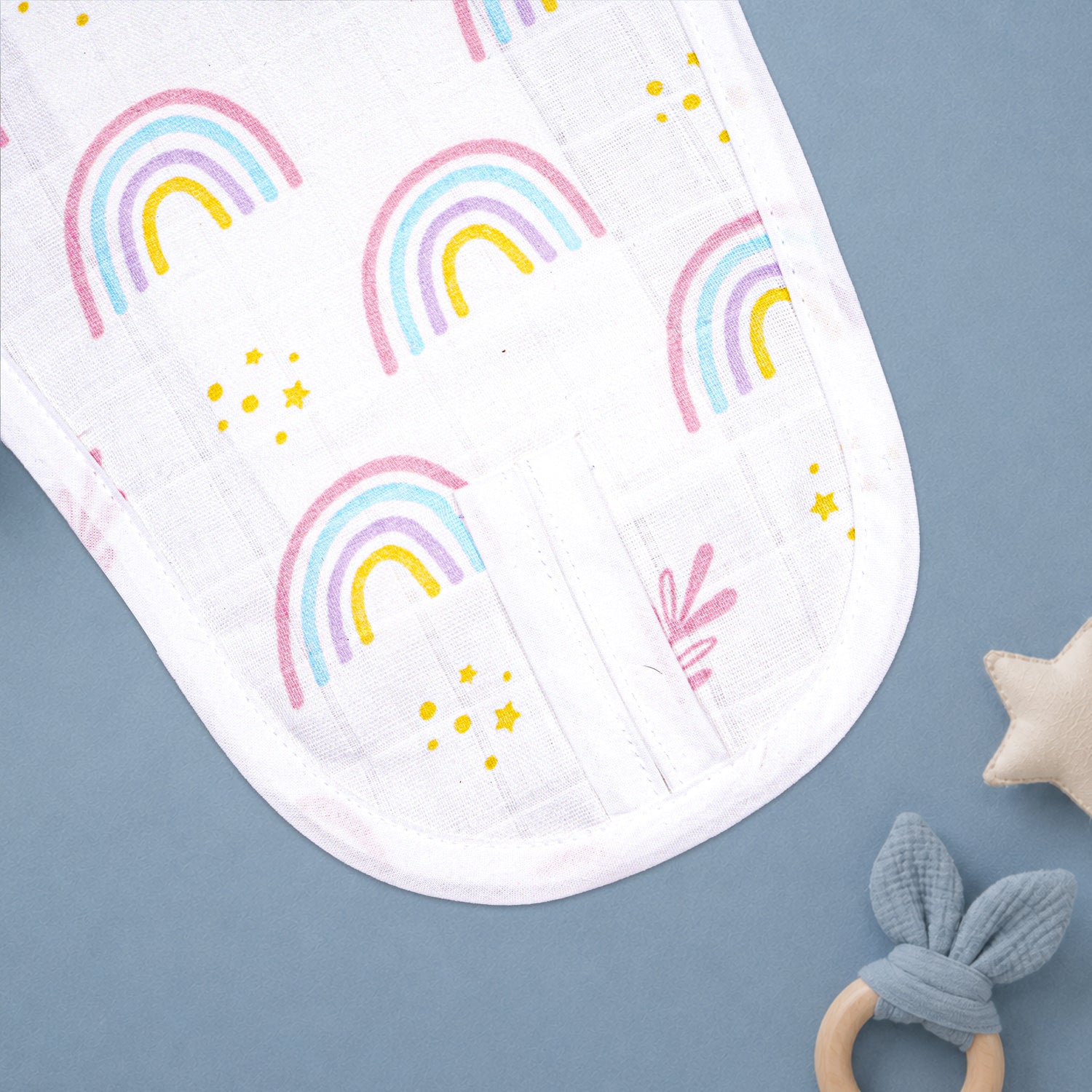 Printed boonbabies muslin baby nappy for newborns, soft and breathable reusable cloth diaper for 0-3 months.