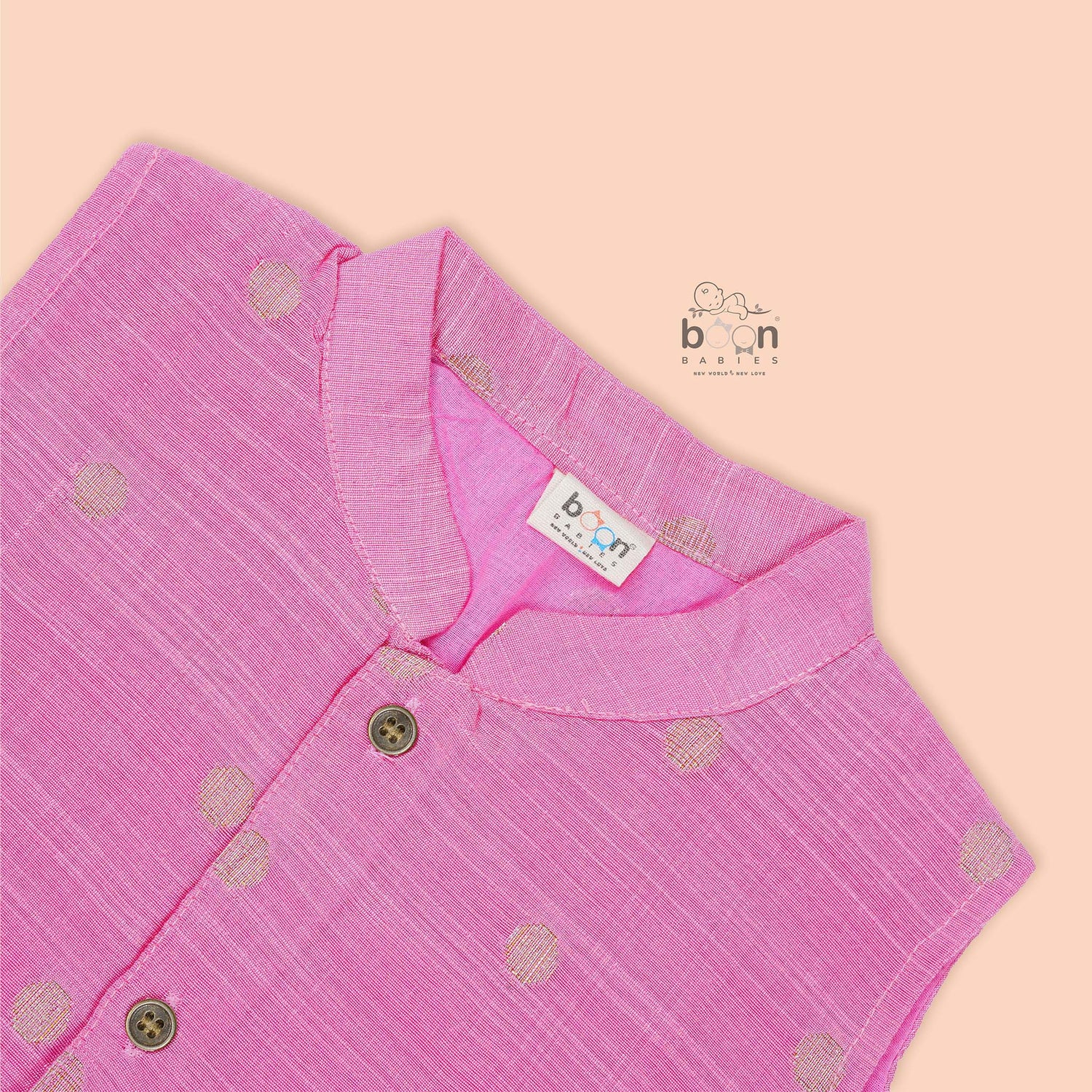 Soft pink silk Panjagajam set with white dhoti. Designed for baby boys aged 6M–3Y. Perfect for festive occasions and ceremonies.