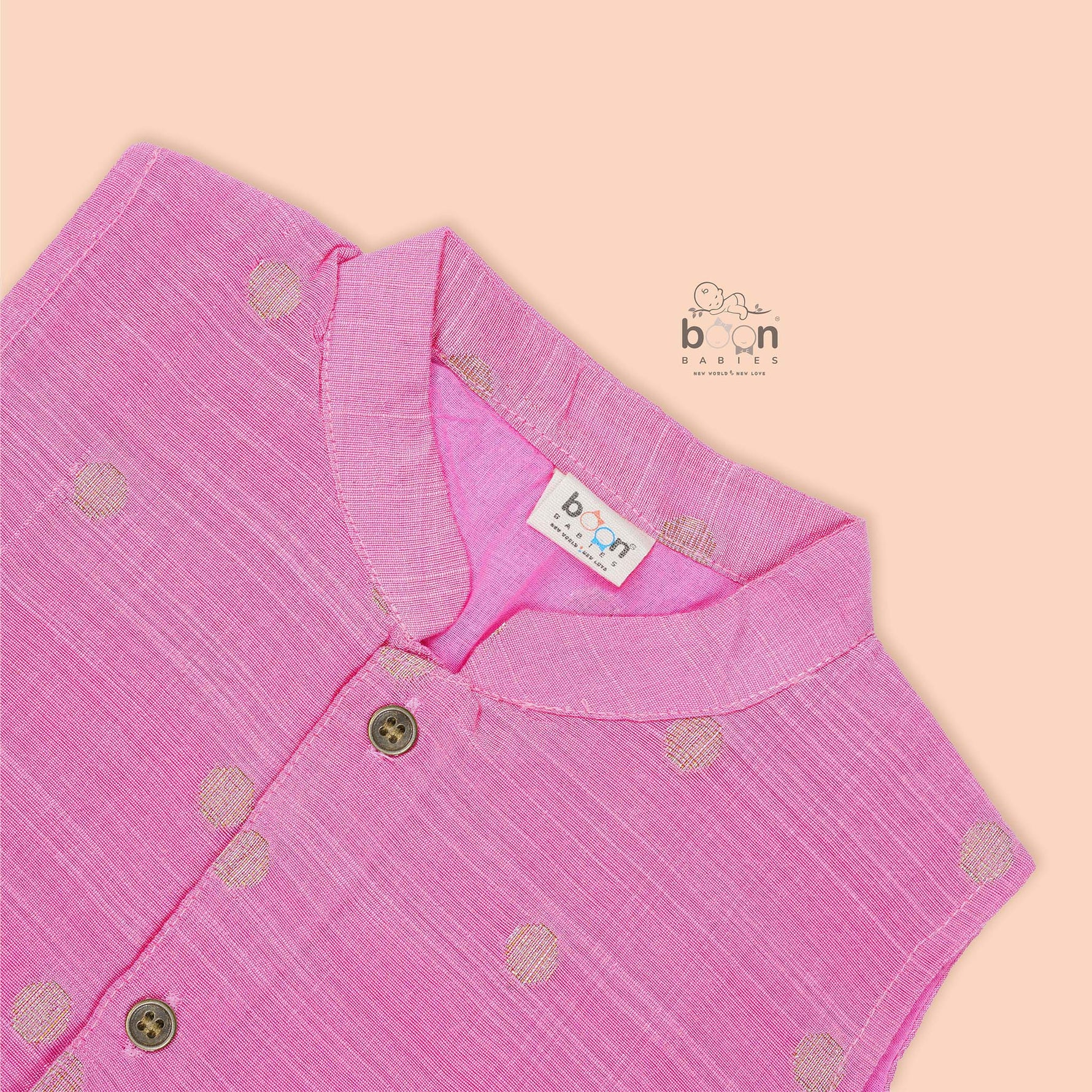 Soft pink silk Panjagajam set with white dhoti. Designed for baby boys aged 6M–3Y. Perfect for festive occasions and ceremonies.