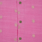 Soft pink silk Panjagajam set with white dhoti. Designed for baby boys aged 6M–3Y. Perfect for festive occasions and ceremonies.