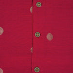 Traditional red silk panjagajam set with a stylish butta jacket – perfect for boys aged 6M to 3Y. A festive must-have from Boon Babies.