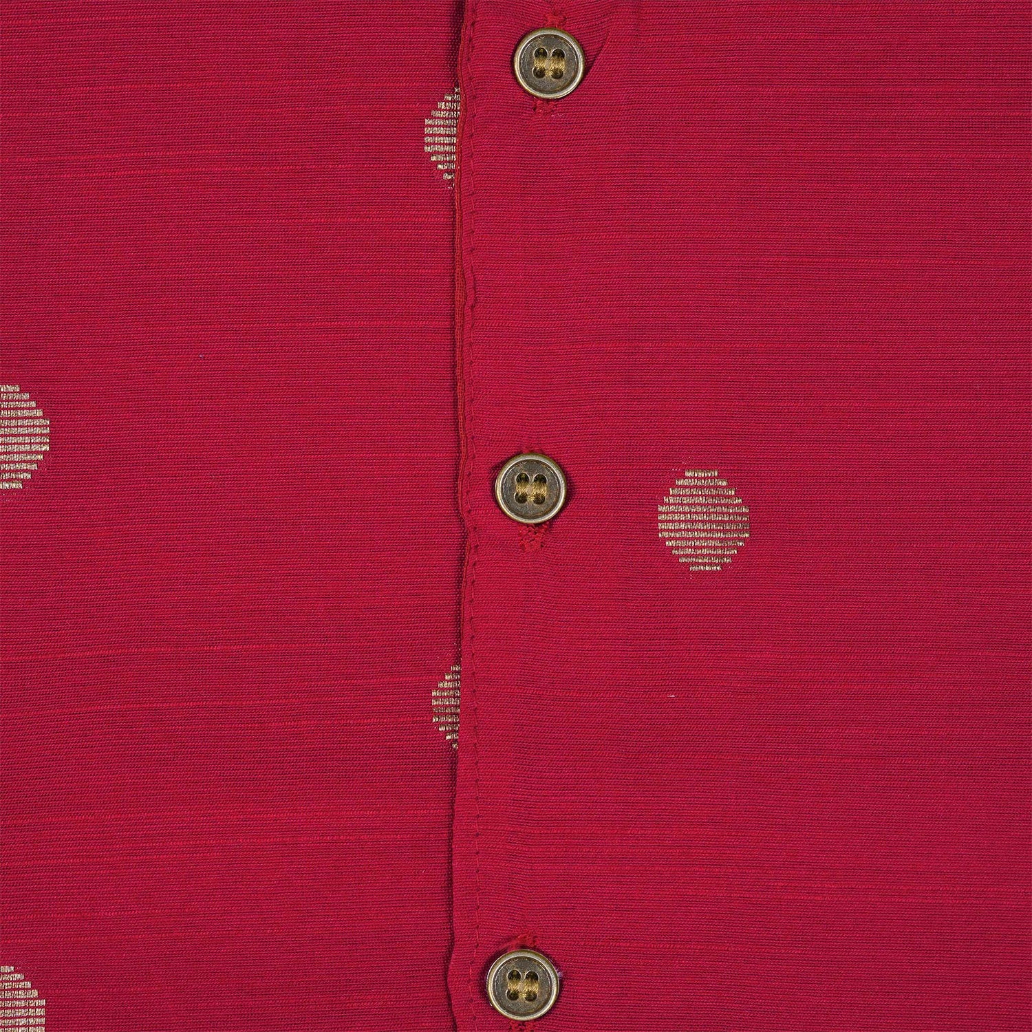 Traditional red silk panjagajam set with a stylish butta jacket – perfect for boys aged 6M to 3Y. A festive must-have from Boon Babies.