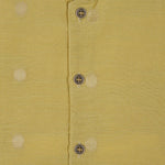 Elegant olive green silk panjagajam set for boys aged 6M–3Y – festive and soft for all-day celebration comfort.