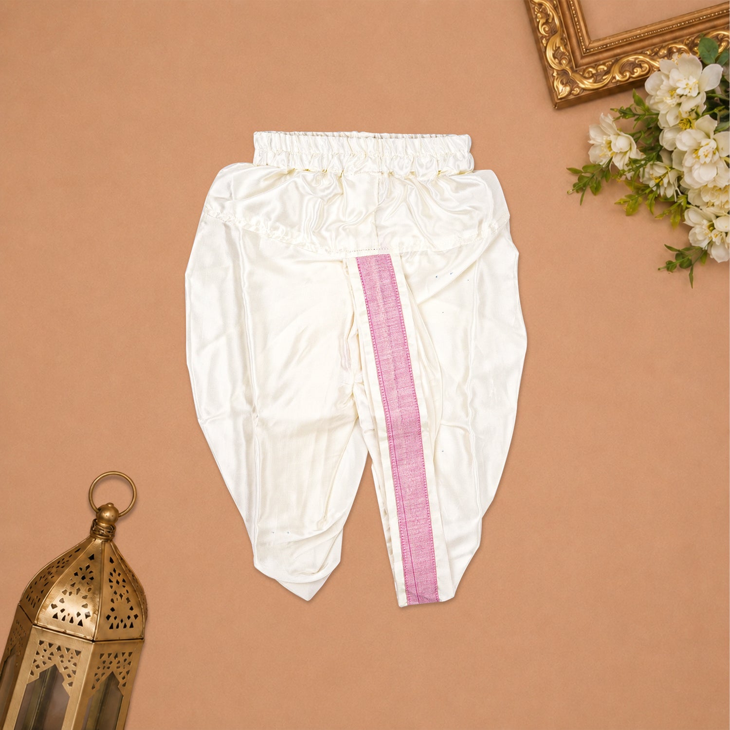 Boys Baby Rani Pink Silk Panchagajam Set with Butta Print | Mandarin Collar Ethnic Wear