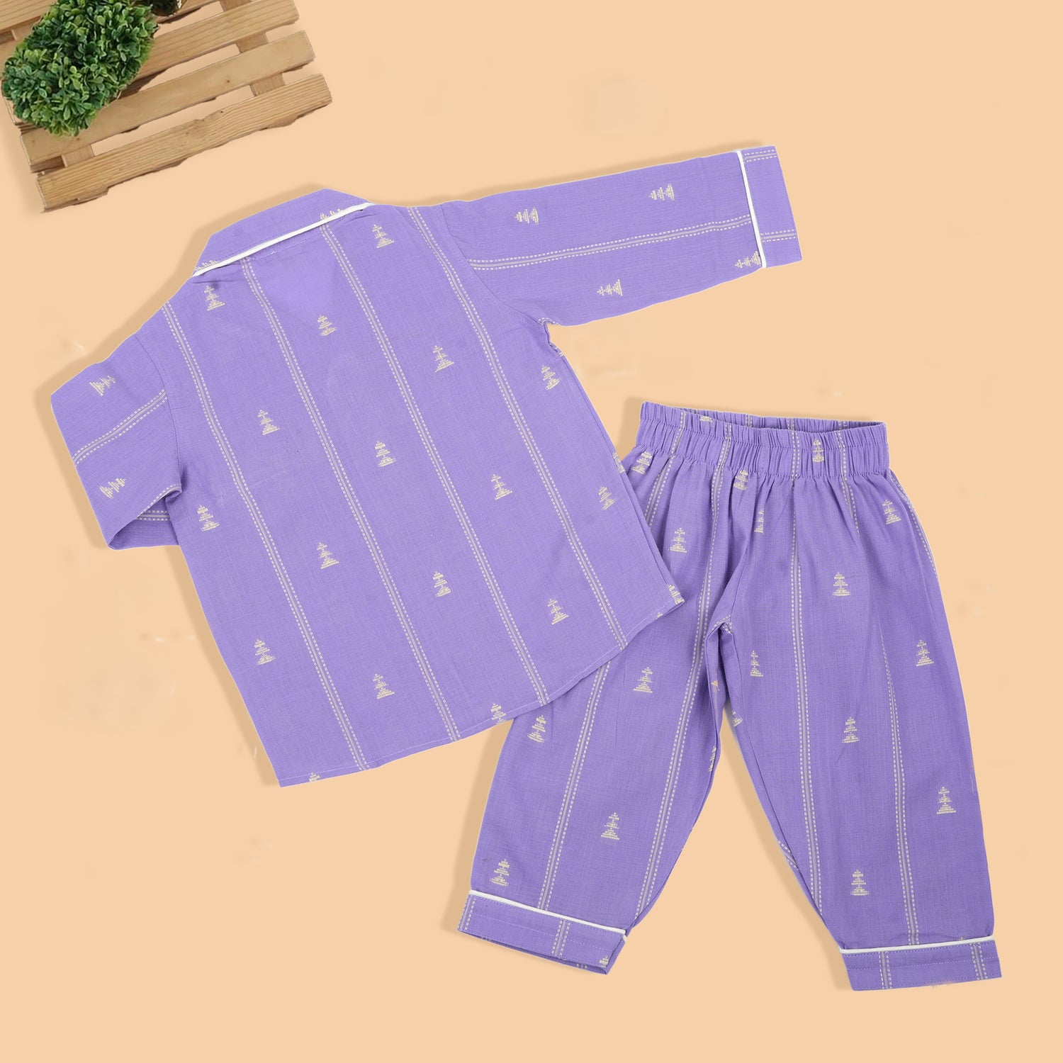 Soft & Stylish Lavender Cotton Girls' Nightwear Set