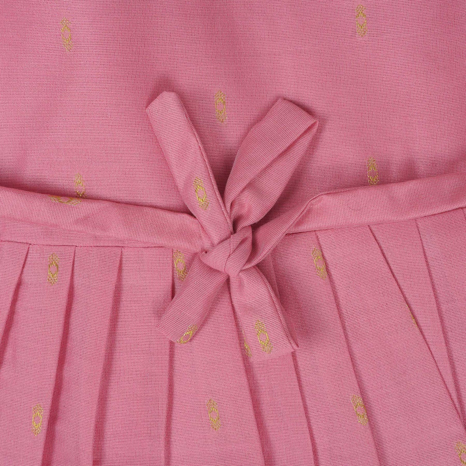 Baby Silk Knot Frock – Pink Gathered-Line Outdoor Look