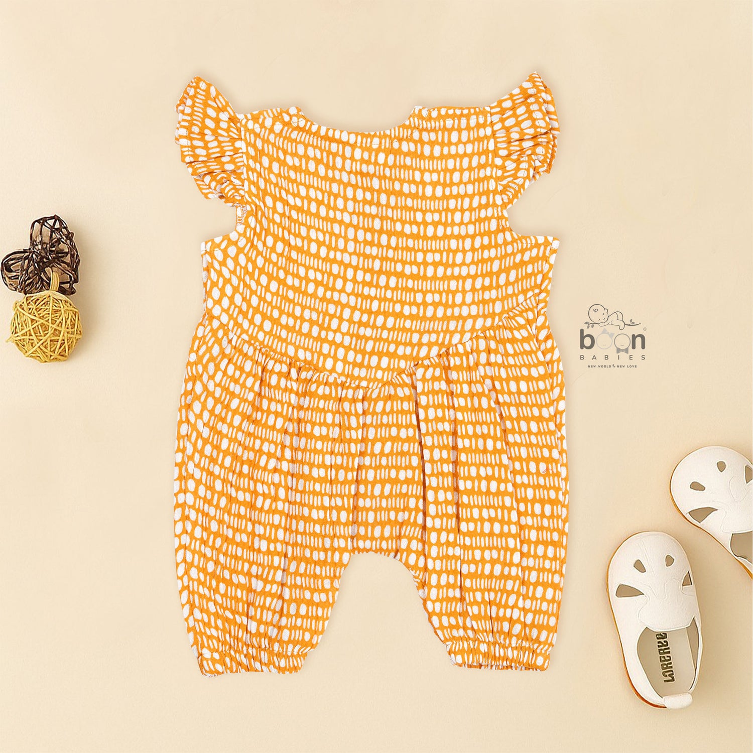 Yellow Crinkled Muslin Baby Romper – Soft, Playful & Perfect