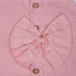 Blush pink embroidered cotton top with cream skirt, elastic waist and lining – elegant Kerala-style ethnic wear for girls aged 1–5 years.