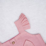 Blush pink embroidered cotton top with cream skirt, elastic waist and lining – elegant Kerala-style ethnic wear for girls aged 1–5 years.