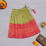 Girls olive green ethnic top and skirt set by Boon Babies, featuring traditional patterns and comfortable fabric.