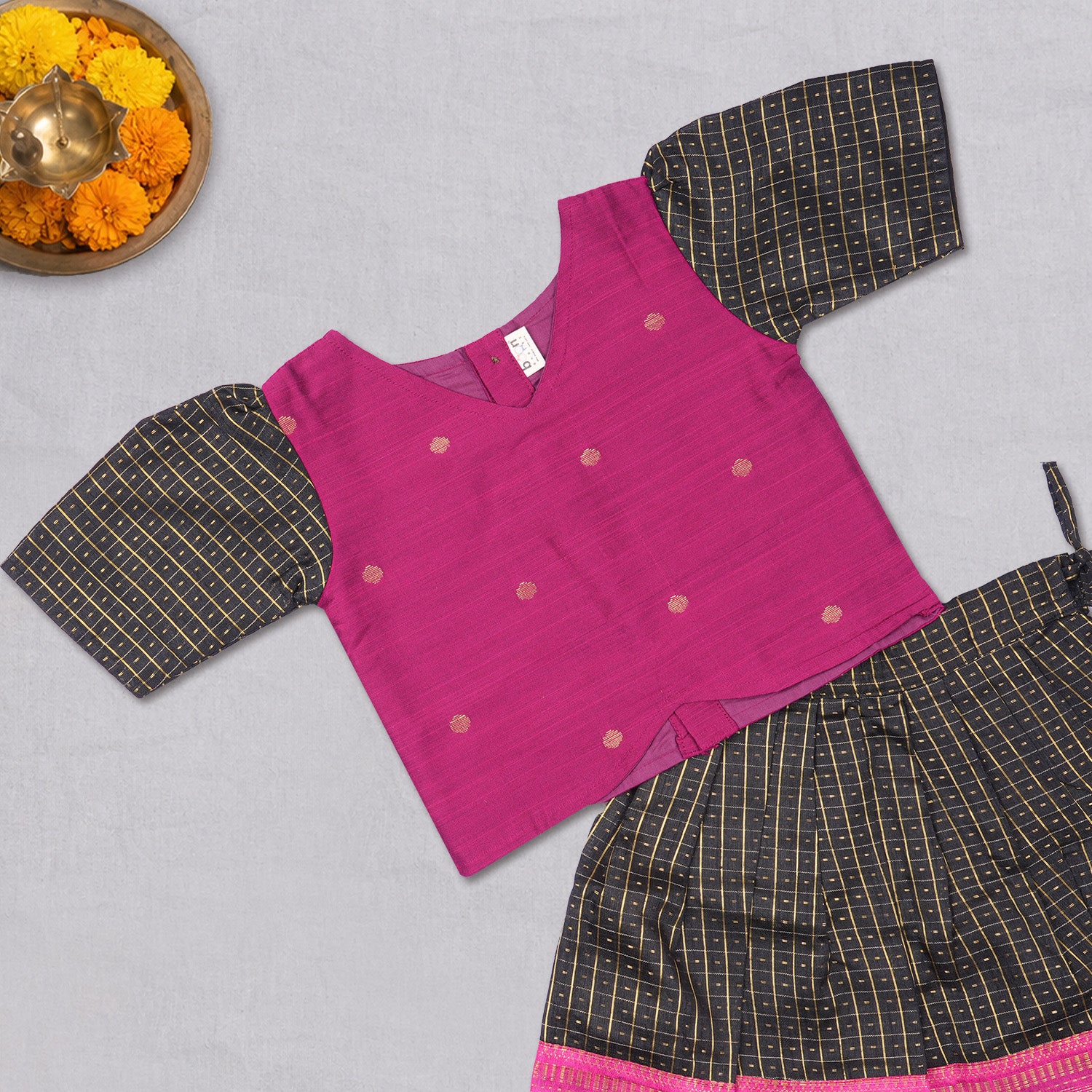 Girls Black & Pink Ethnic Top & Skirt Set | Boon Babies