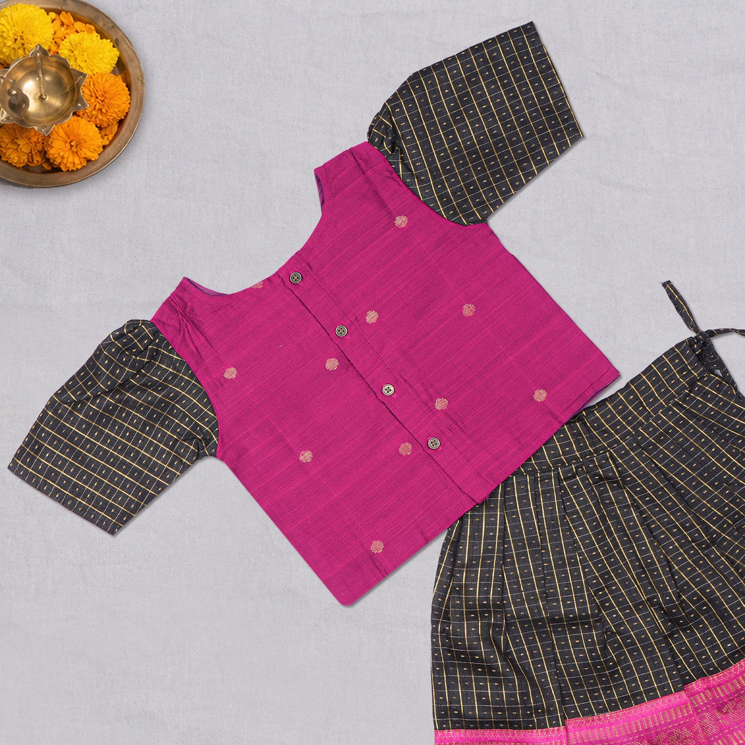 Girls Black & Pink Ethnic Top & Skirt Set | Boon Babies