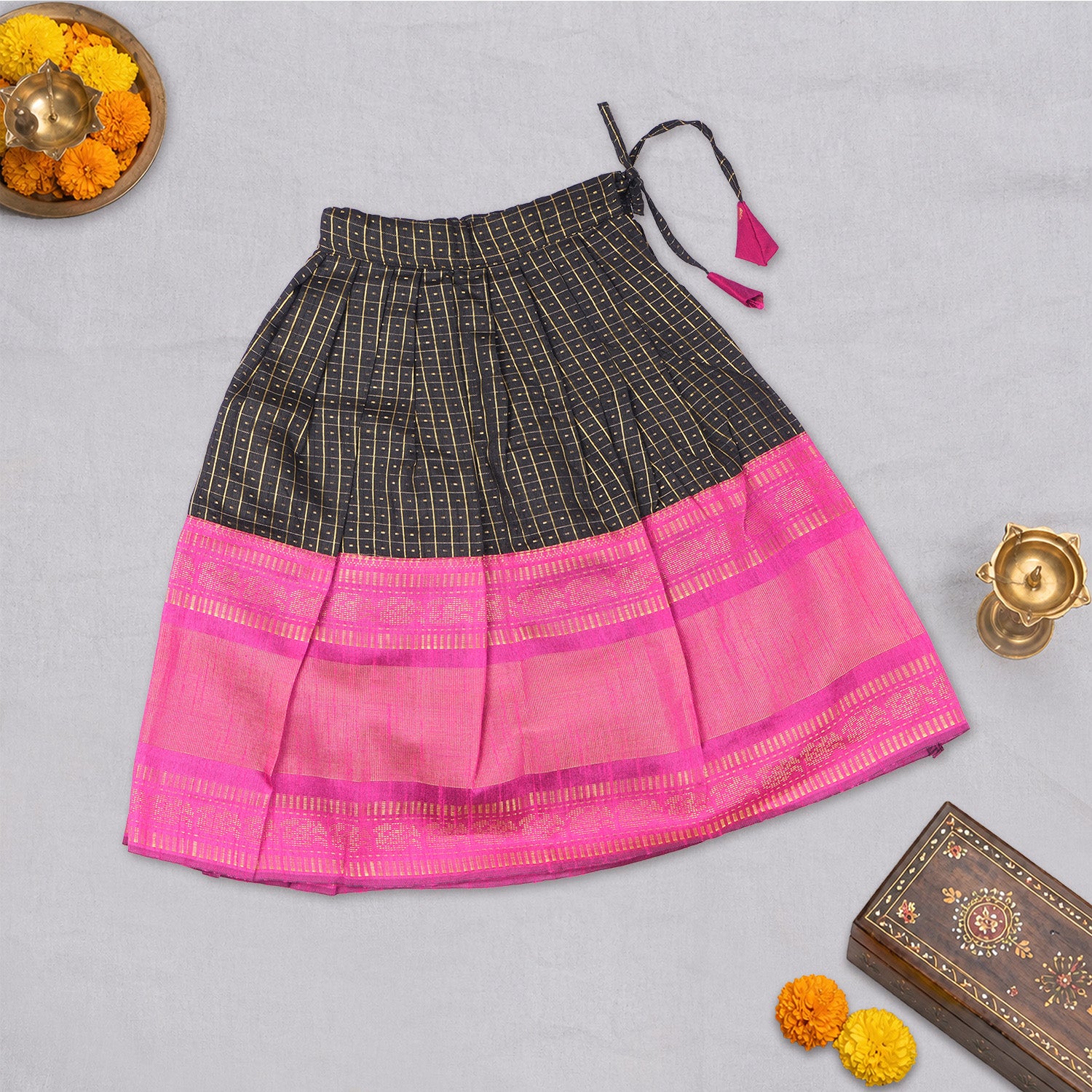 Girls Black & Pink Ethnic Top & Skirt Set | Boon Babies