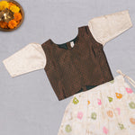Girls floral ethnic top and skirt set by Boon Babies, featuring colorful patterned fabric and traditional design.