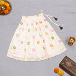 Girls floral cream ethnic top and skirt set by Boon Babies, featuring traditional design and comfortable fabric.