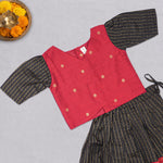 Girls black and red ethnic top and skirt set by Boon Babies, featuring traditional patterns and comfortable fabric.