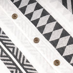 Black and white printed boys' cotton casual shirt with straight collar, featuring half sleeves, by boonbabies.