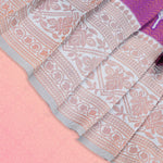 Elegant purple and silver ethnic frock for girls by Boon Babies, featuring intricate Pattu fabric and traditional design.