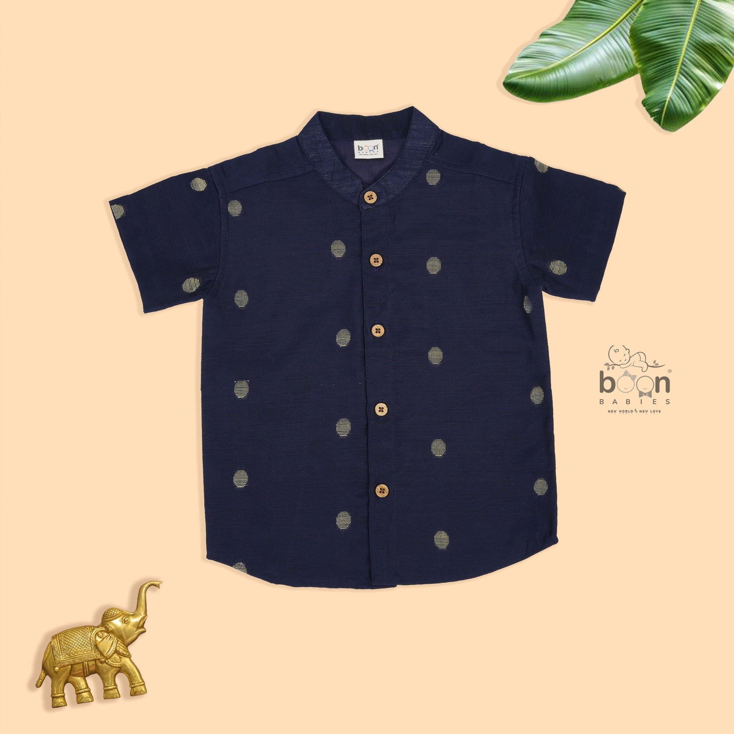 Boys Navy Blue Silk Butta Shirt & Dhoti Set – Traditional Festive Wear