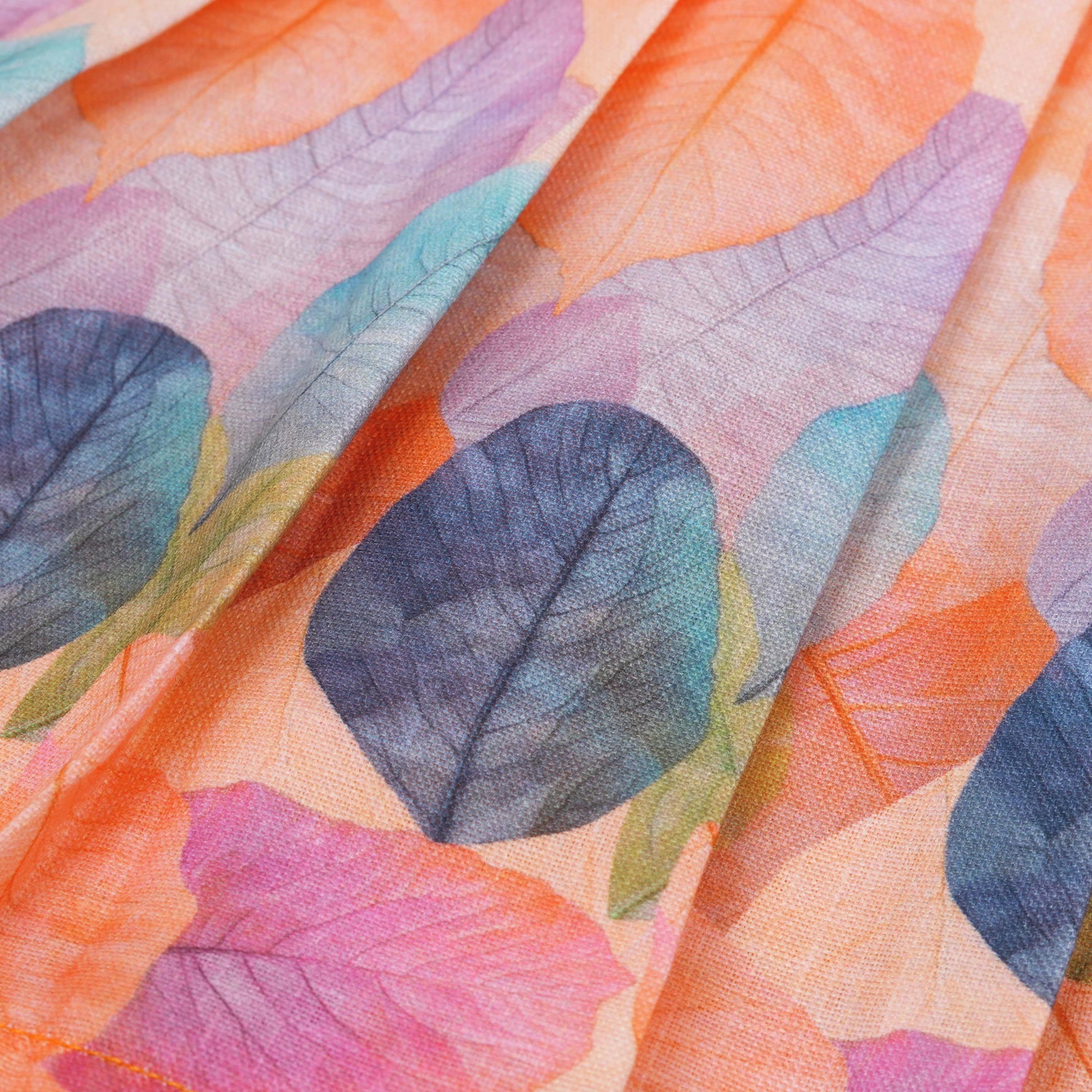 Colorful sleeveless cotton frock with multicolor leaf prints & bow. Ages 1–4 years. Perfect for festive outings, birthdays & everyday cuteness.