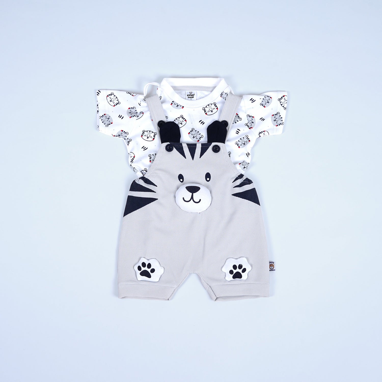 Cute Grey Tiger Suspender Outfit for Little Boys