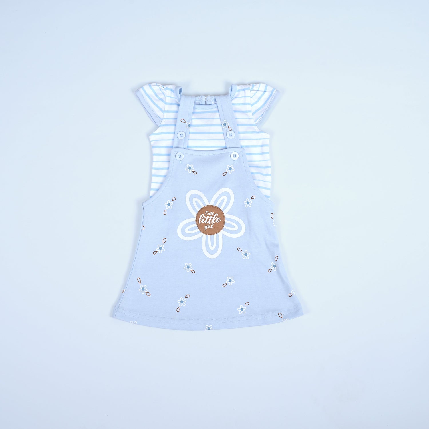 Soft and Stylish Baby Girl Blue Overall Dress Set