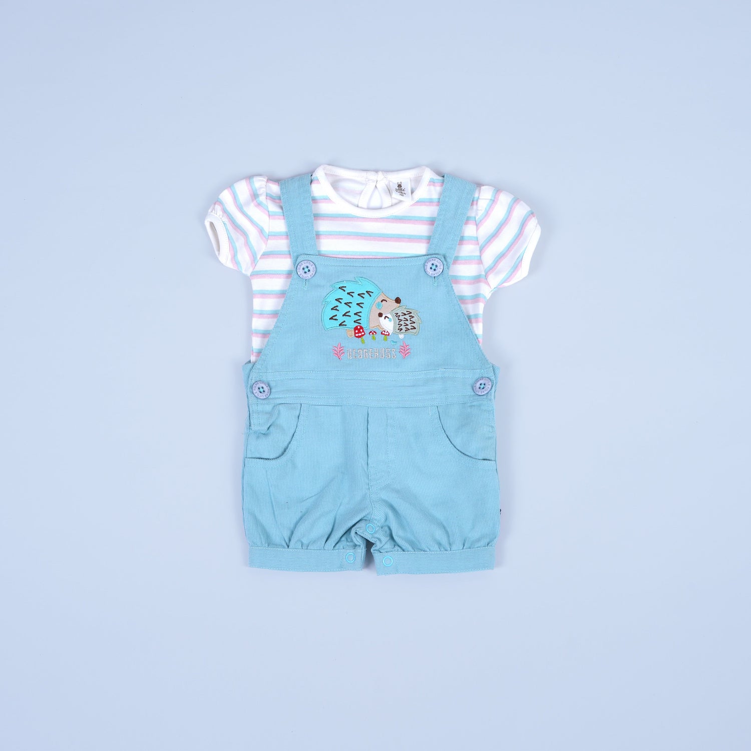 Playful Blue Baby Romper Set with Embroidery