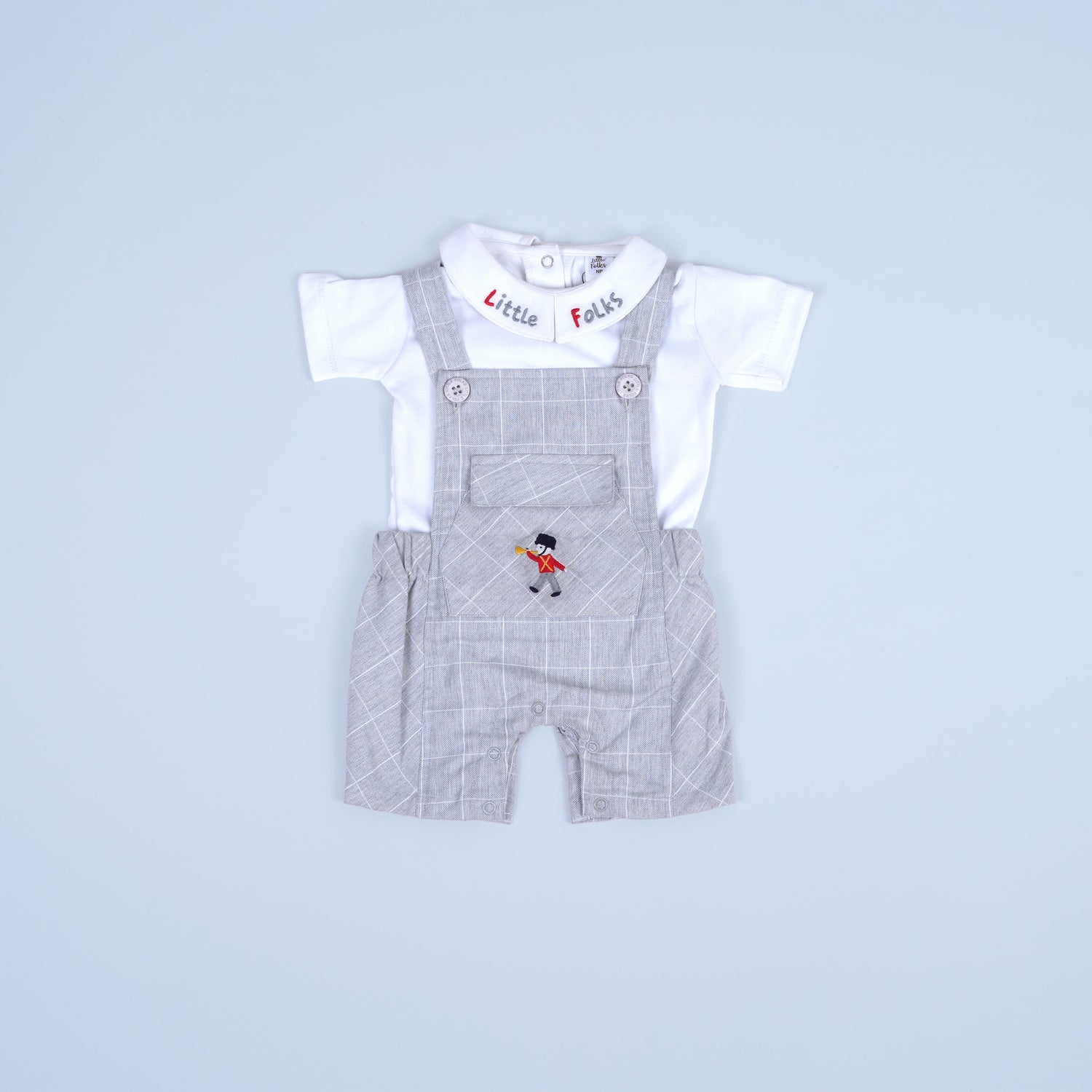 Elegant Grey Suspender Romper Set for Boys