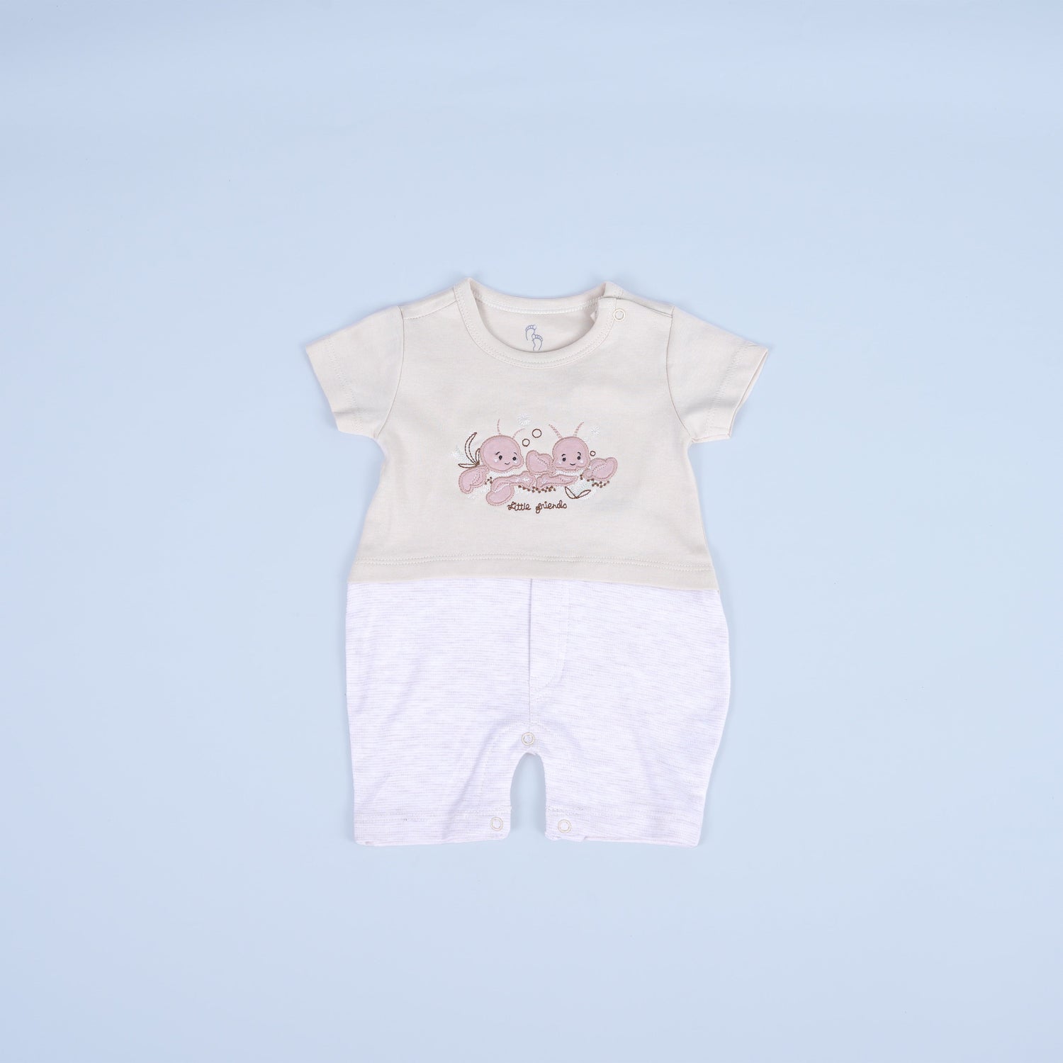 Soft Cream Baby Romper with Cute Crab Design