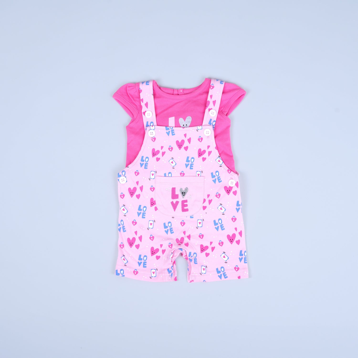 Charming Pink Heart Overalls for Baby Girls