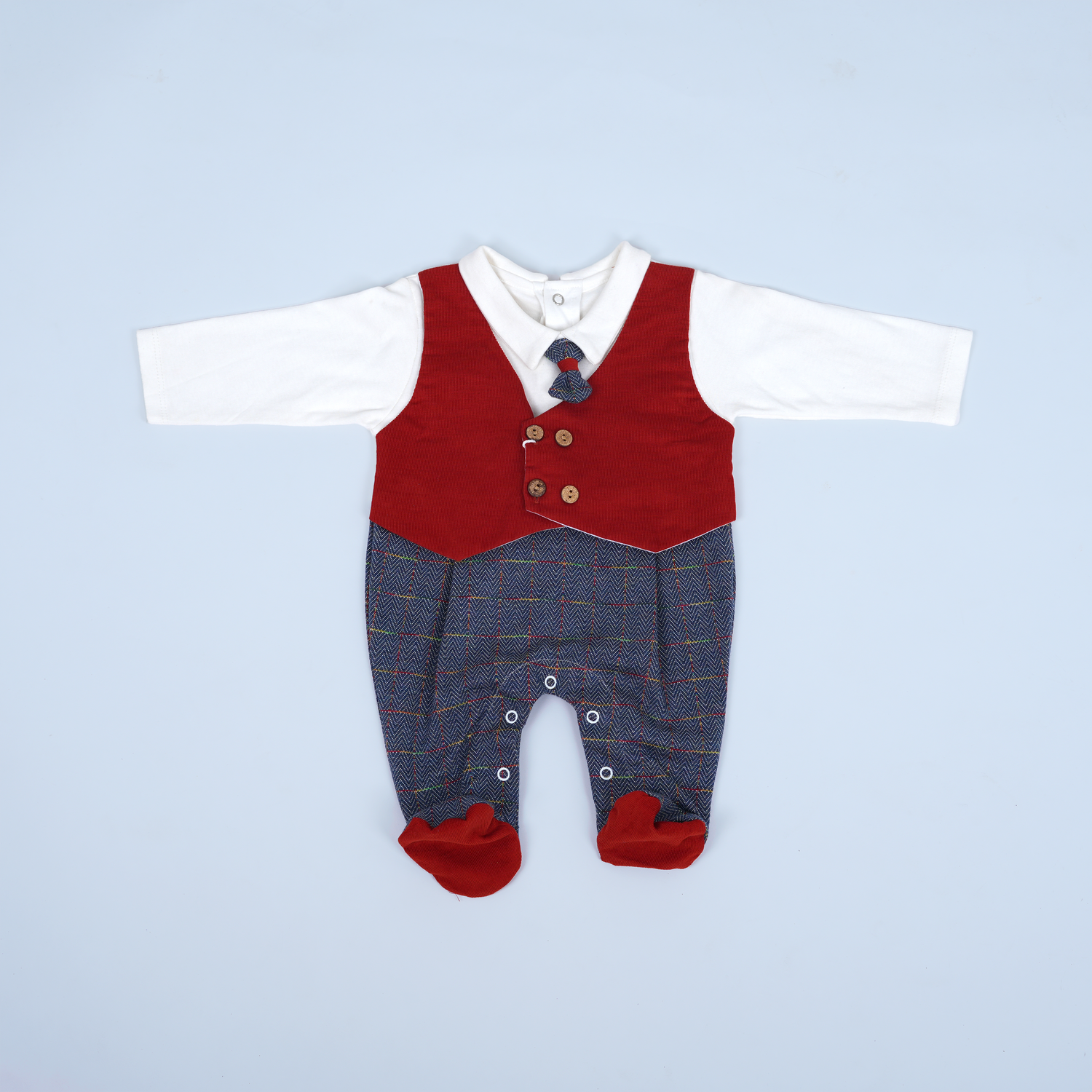 Elegant Red Bow Tie Baby Romper Suit